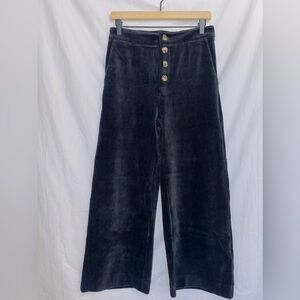 Lucy Paris NWT Black High Rise Button Front Corduroy Wide Leg Cropped Pants